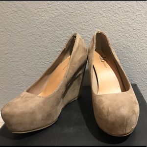 Tan suede wedges